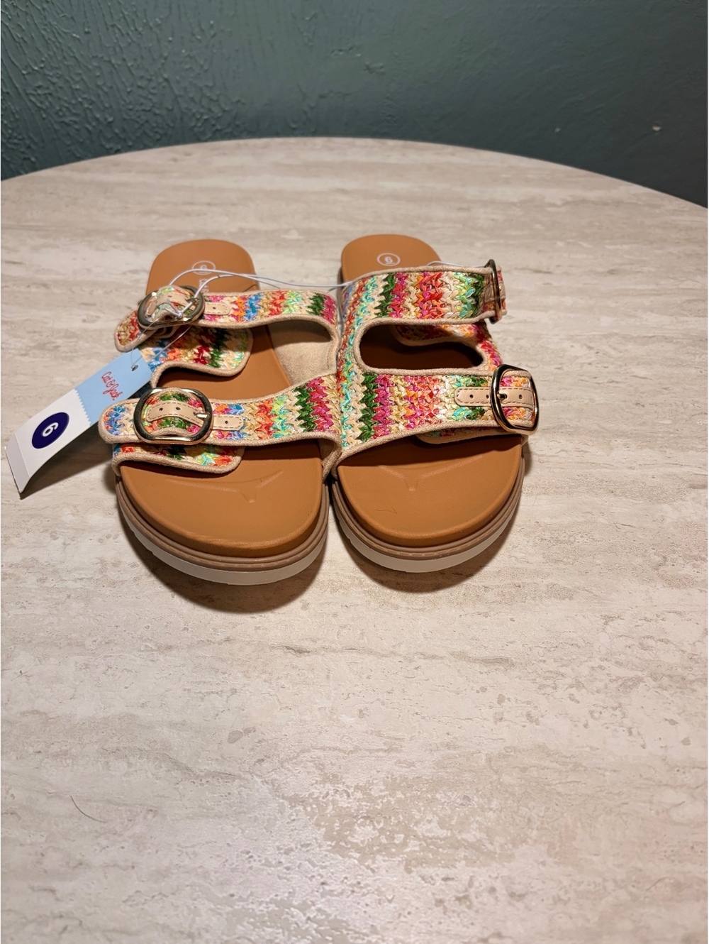 Girls Size 6Y Cat & Jack Girls' Multicolor Buckle Sandals Size 6